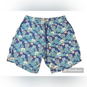 Mr Swim Floral Rose Daisy Pattern Boardshort Swim Trunks Size Medium in Blue